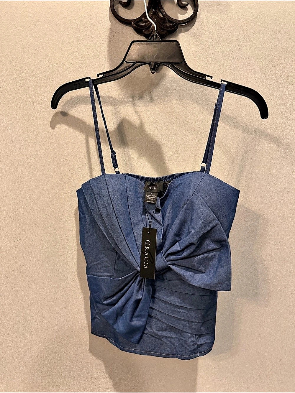 Gracia Ruched Blue Cami Top NWT